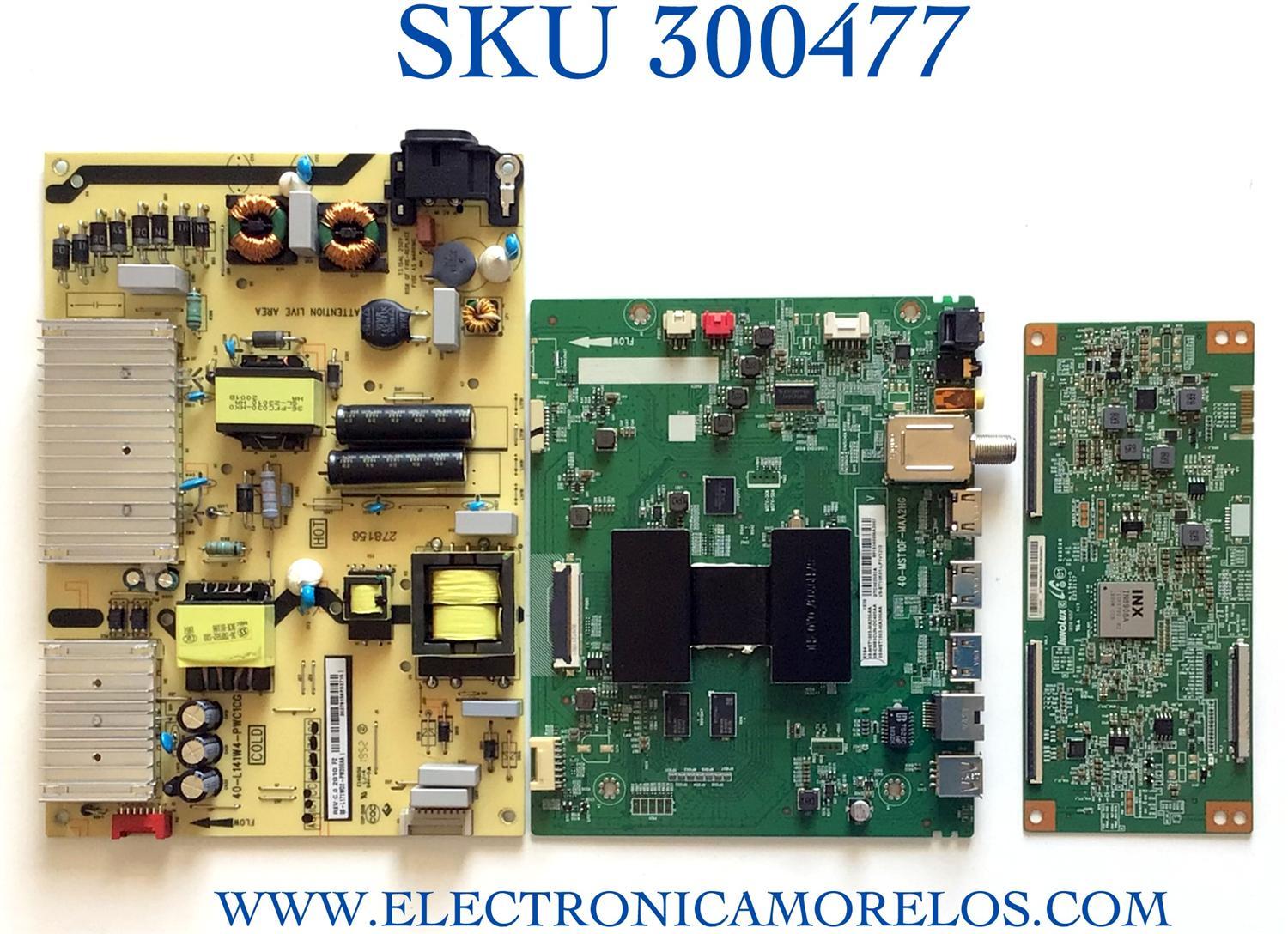 KIT DE TARJETAS PARA TV TCL MAIN 08-CM65CUN-OC400AA / 40-MST10F-MAA2HG / FUENTE 08-L171WD2-PW200AA / 40-L141W4-PWC1G / T-CON TATDJ4S57 / E253117 / PANEL LV650NDEL MD9W00 / MODELO 65S4